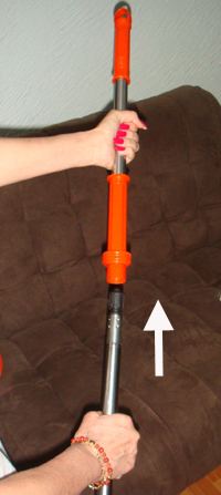 colocacion baston telescopico mango superior easy mop